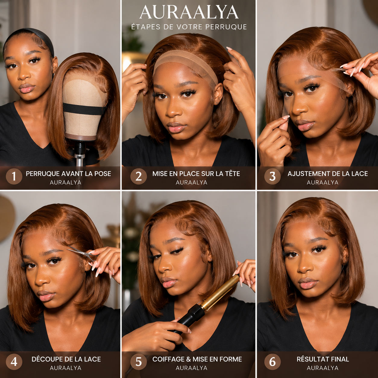 AURAALYA™ | Short Wig Brun Chocolat